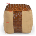 Genuine Leather & Canvas Artisan Ottoman