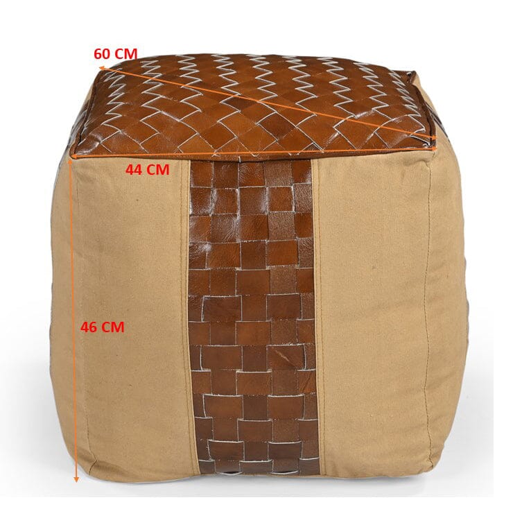 Genuine Leather & Canvas Artisan Ottoman