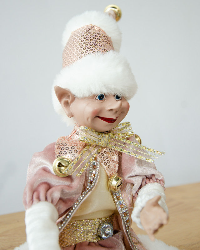 Luxury Pink Gold Christmas Elf Decoration