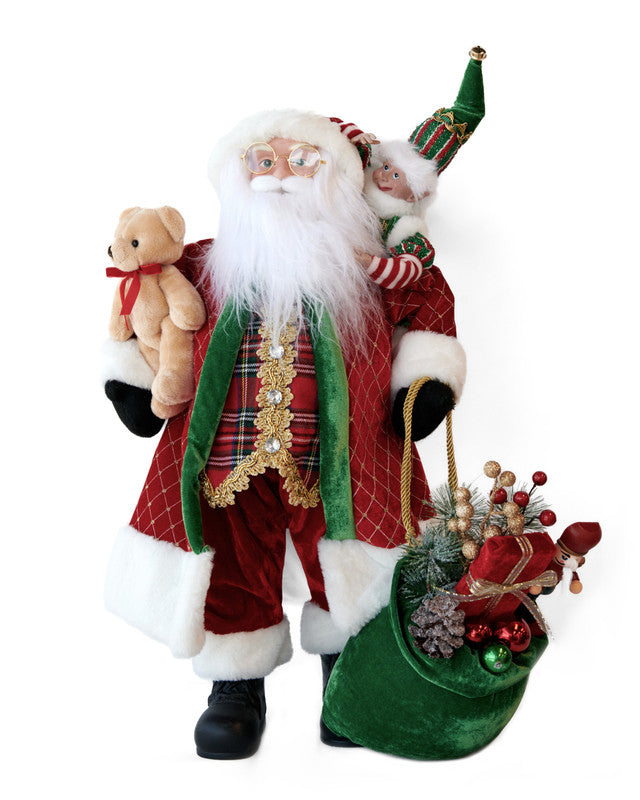 Luxury Santa with Elf & Bear Figurine
