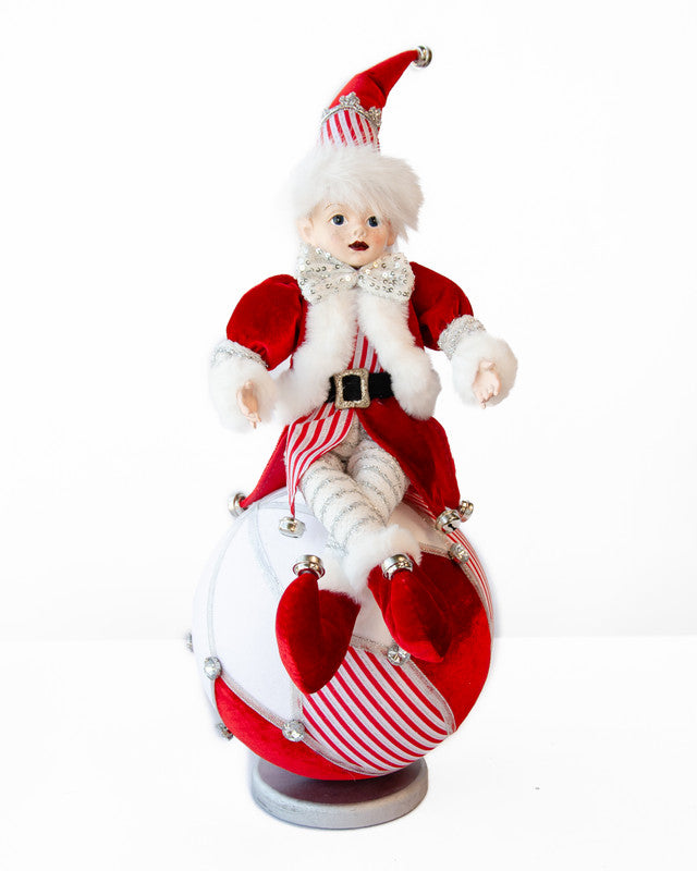 Whimsical 40cm Elf on Ball Decoration