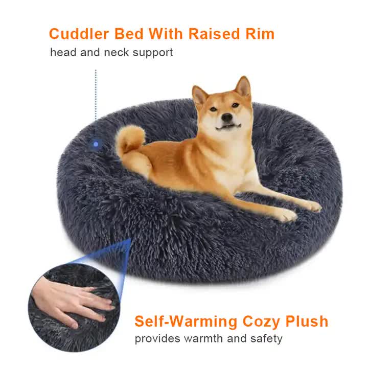 Calming Faux Fur Round Pet Bed