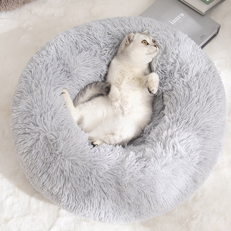 Calming Faux Fur Round Pet Bed
