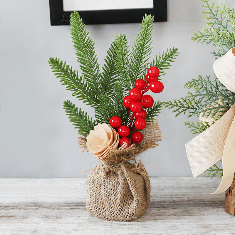 Mini Christmas Pine Tree with Red Berries