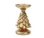 Elegant Gold Christmas Tree Candle Holder Set