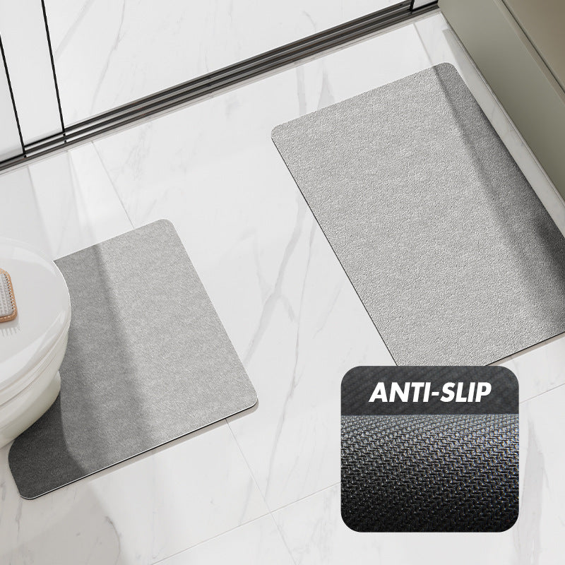Bathroom Floor Mat Set - U-Shaped Toilet Mat & Rectangular Mat for Bathroom