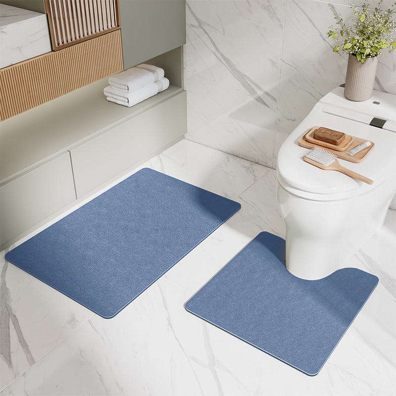 Bathroom Floor Mat Set - U-Shaped Toilet Mat & Rectangular Mat for Bathroom