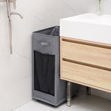 Dark Grey Foldable Yoga Storage Basket, Oxford Fabric Laundry Hamper, Multi-Purpose Organizer for Toys and Bathroom Essentials