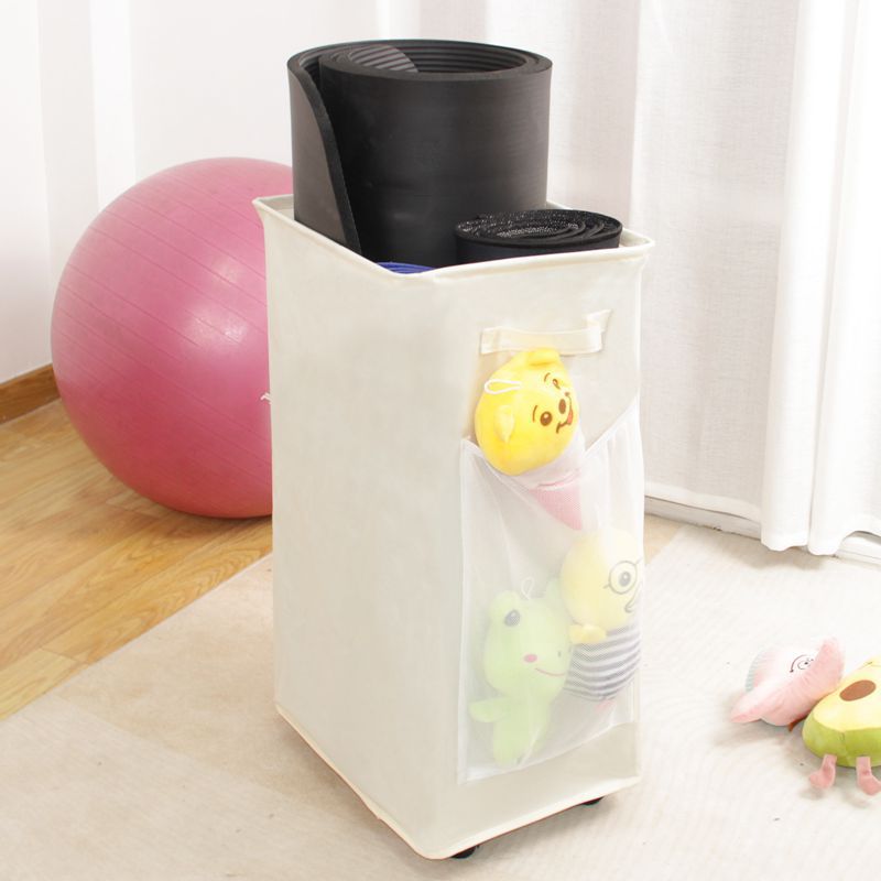 Black Foldable Yoga Storage Basket, Oxford Fabric Laundry Hamper, Multi-Purpose Organizer for Toys and Bathroom Essentials