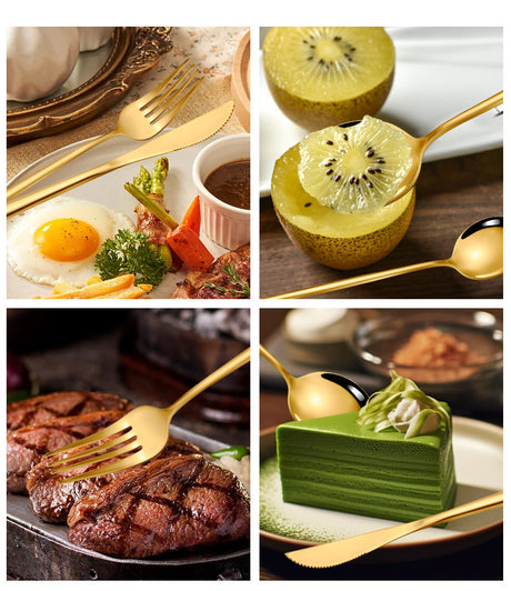 Black Gold Color Premium 24-Piece Cutlery Set - Luxury Gift Box