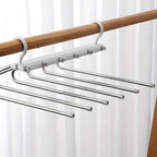 White Stainless Steel Foldable Pants Hanger Set
