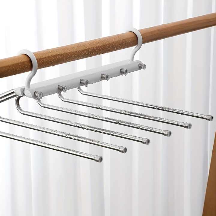 White Stainless Steel Foldable Pants Hanger Set