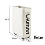 Rolling Laundry Basket with Wheels - 42L Capacity, Beige, 39*18.5*58CM