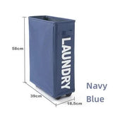 Rolling Laundry Basket with Wheels - 42L Capacity, Navy Blue, 39*18.5*58CM