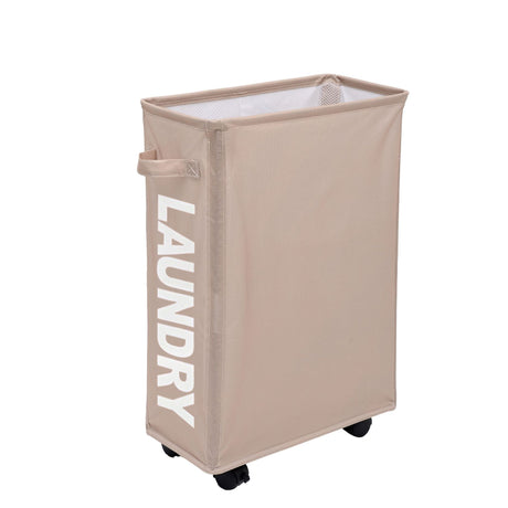 Rolling Laundry Basket with Wheels - 42L Capacity, Coffee, 39*18.5*58CM