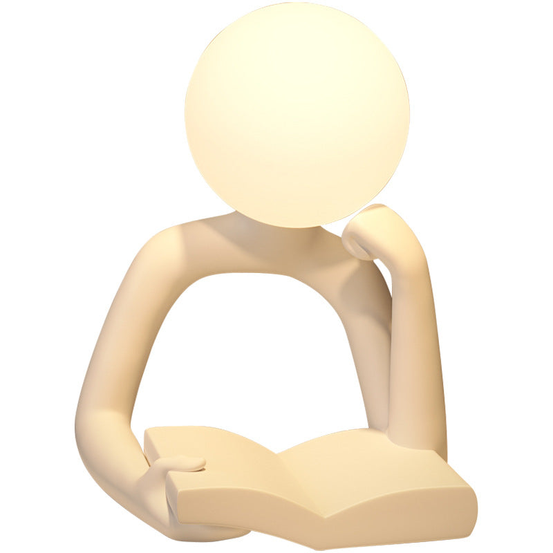 White Creative Book Reader Desk Lamp - USB Powered, Modern Resin Design