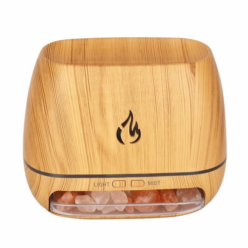Wooden LED Flame Aromatherapy Essential Oil Diffuser with Humidifier and Ambient Light