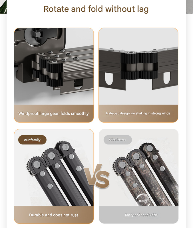 Grey Wall-Mounted Foldable Clothes Drying Rack