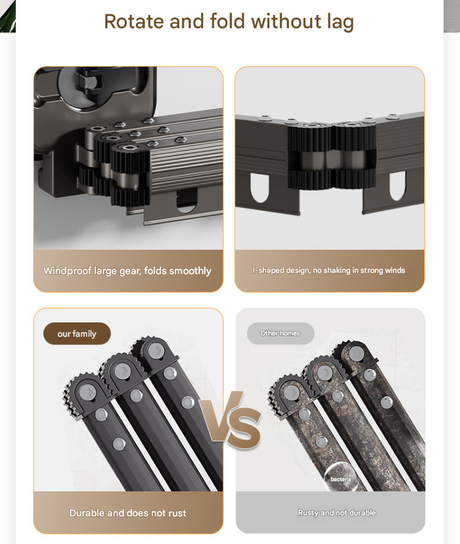 Grey Wall-Mounted Foldable Clothes Drying Rack