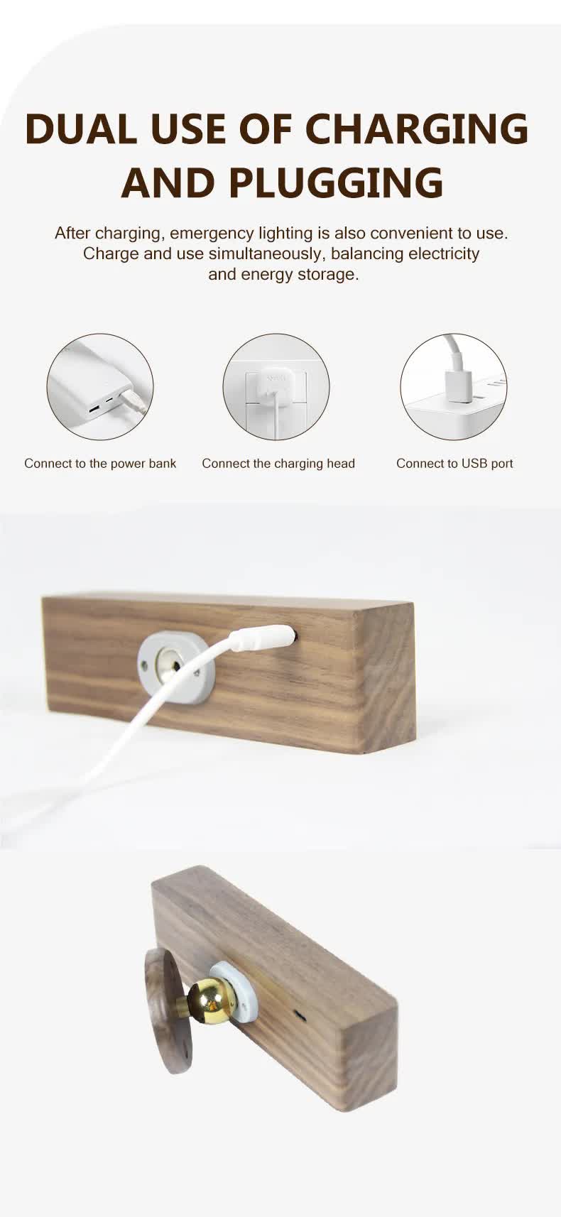 Minimalist Touch-Control Dimmable Wooden Wall Light