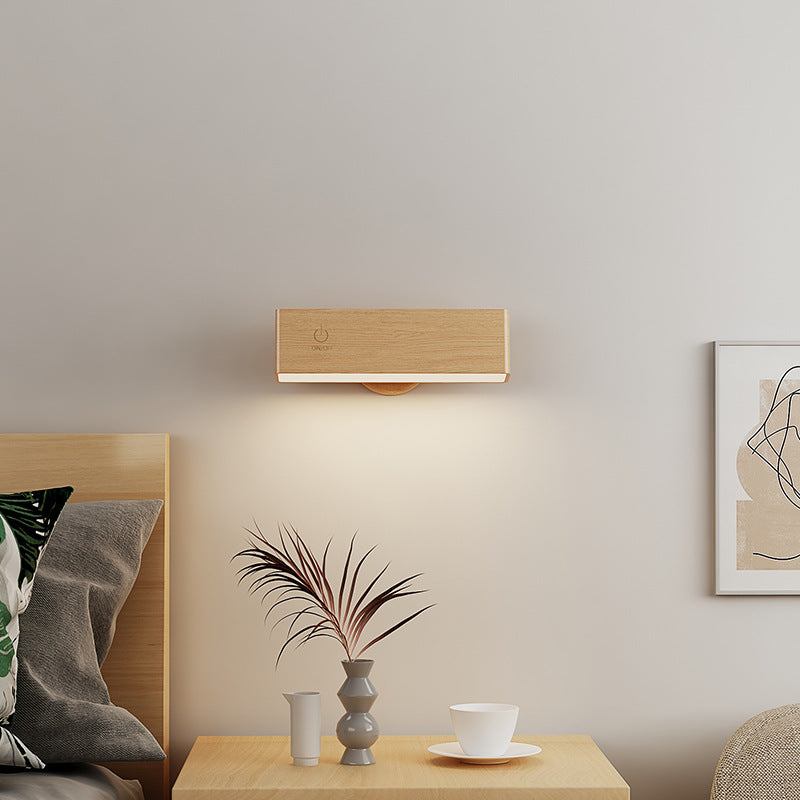 Touch-Control Dimmable Wooden LED Wall Light
