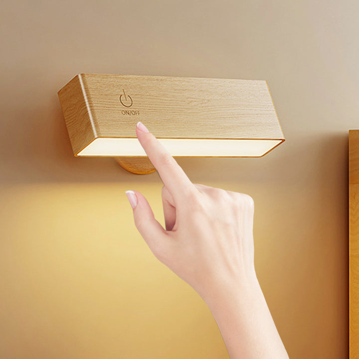 Touch-Control Dimmable Wooden LED Wall Light