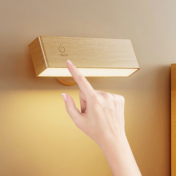 Touch-Control Dimmable Wooden LED Wall Light
