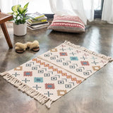 Elegant Handwoven Cotton Tassel Floor Rug