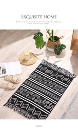 Handwoven Cotton Tassel Geometric Floor Rug