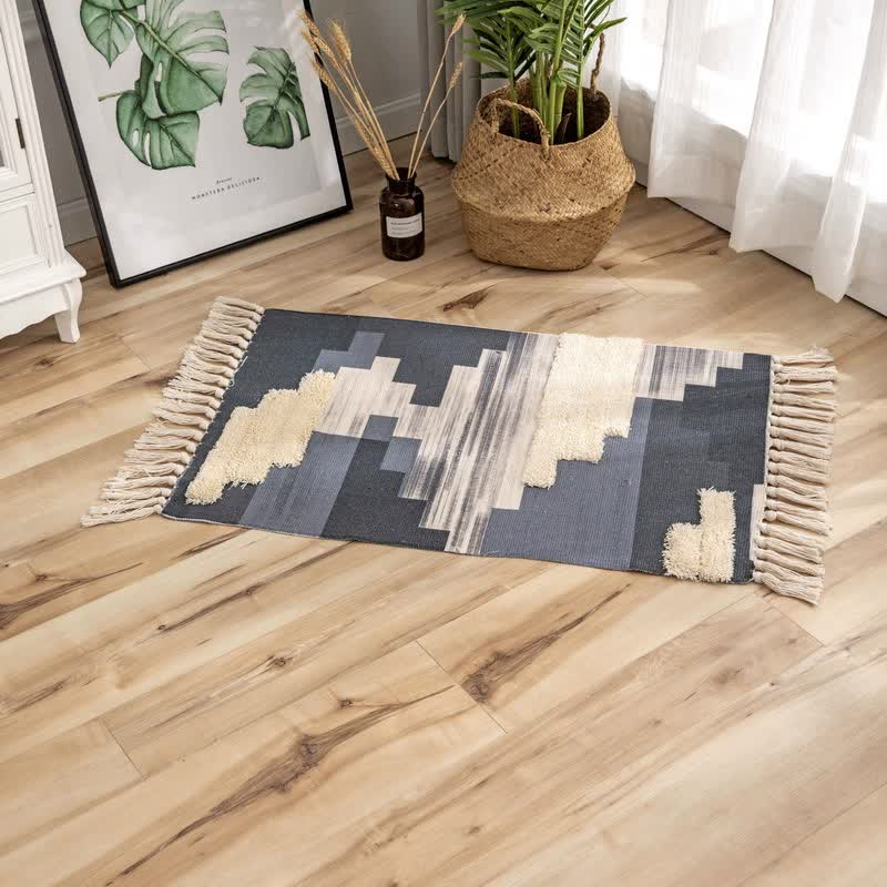Handwoven Cotton Tassel Floor Rug - 60x90cm
