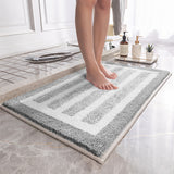 Absorbent Striped Bathroom Rug - Non-Slip Bath Mat for Bathroom, Toilet & Shower Entrance