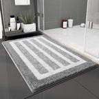 Absorbent Striped Bathroom Rug - Non-Slip Bath Mat for Bathroom, Toilet & Shower Entrance