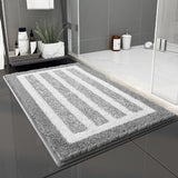 Absorbent Striped Bathroom Rug - Non-Slip Bath Mat for Bathroom, Toilet & Shower Entrance