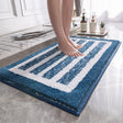 Absorbent Striped Bathroom Rug - Non-Slip Bath Mat for Bathroom, Toilet & Shower Entrance