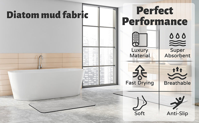 Quick-Dry Absorbent Non-Slip Bath Rug for Bathroom, Kitchen & Entryway - Durable