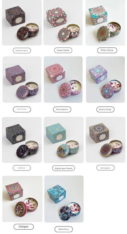 Small Scented Candle Set - 4 Soy Wax Candles, Travel Candle Set (Black Cherry)