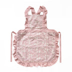 Pink Ruffled Kitchen Apron with Floral Lace - Comfortable Baking & Crafting Apron