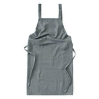 Grey Cotton Linen H-Back Apron - Solid Color Kitchen Cooking Apron with Pocket