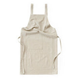 Off White Cotton Linen H-Back Apron - Solid Color Kitchen Cooking Apron with Pocket