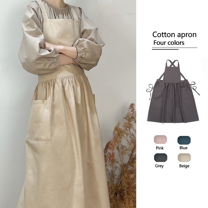Grey Cotton Waterproof Artisan Apron - 100x85cm, Stylish Cross-Back Design, Ideal for Kitchen & Floral Work