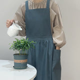 Blue Cotton Waterproof Artisan Apron - 100x85cm, Stylish Cross-Back Design, Ideal for Kitchen & Floral Work