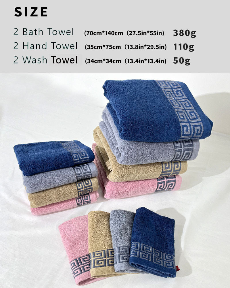 Luxury Cotton Towel Set - 6-Piece Highly Absorbent Bath & Hand Towels Collection