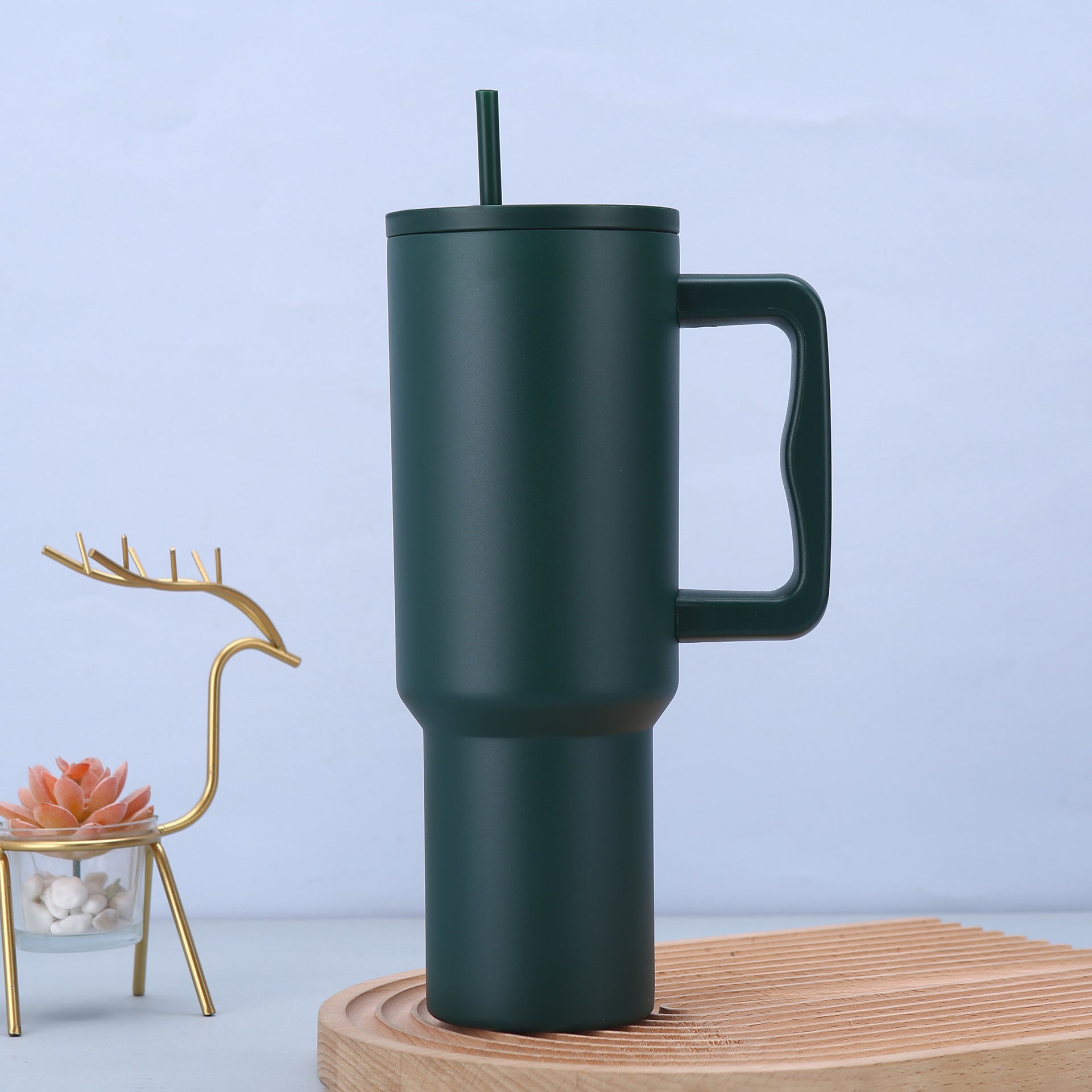 Dark Green 40oz Stainless Steel Tumbler with Handle