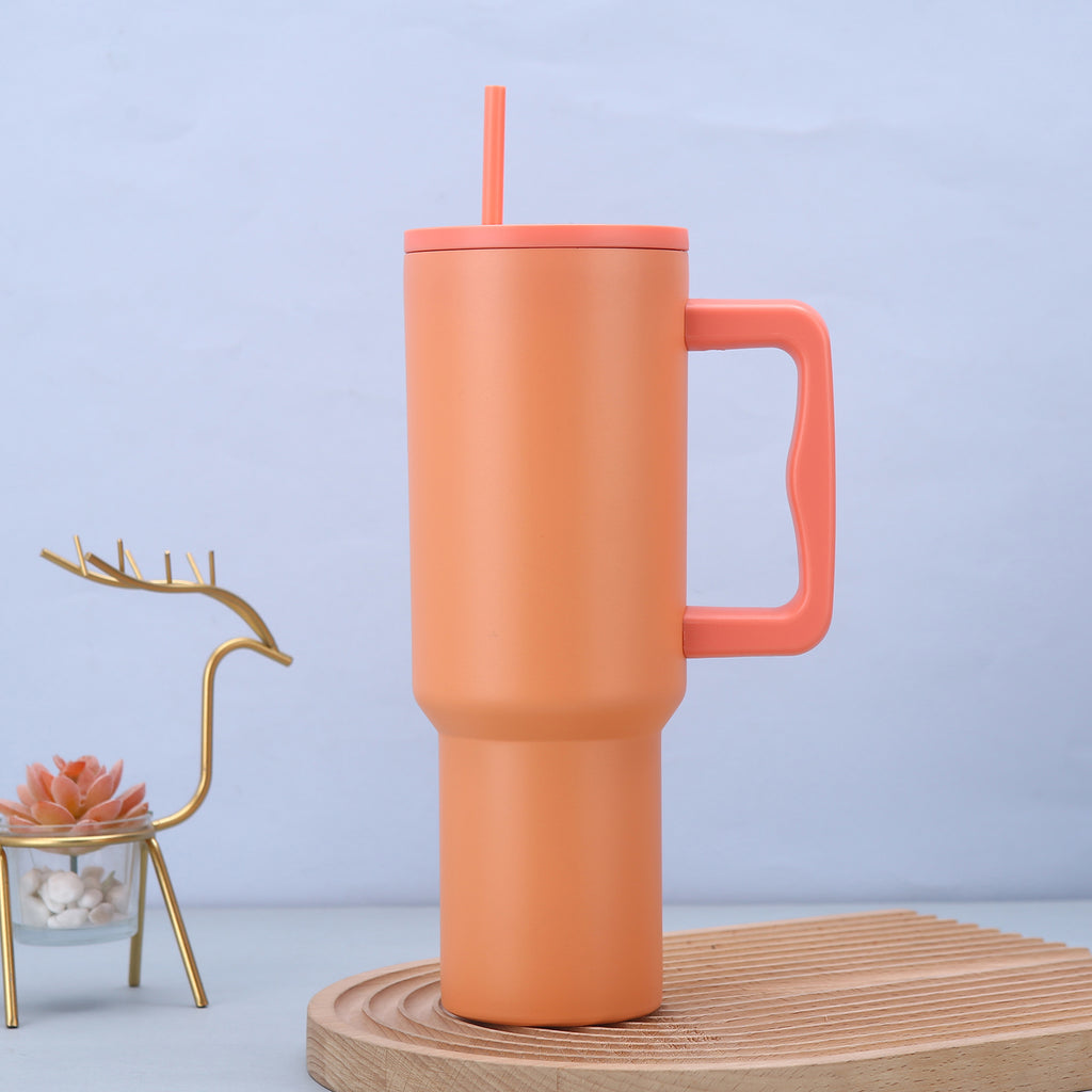 Orange 40oz Stainless Steel Tumbler with Straw