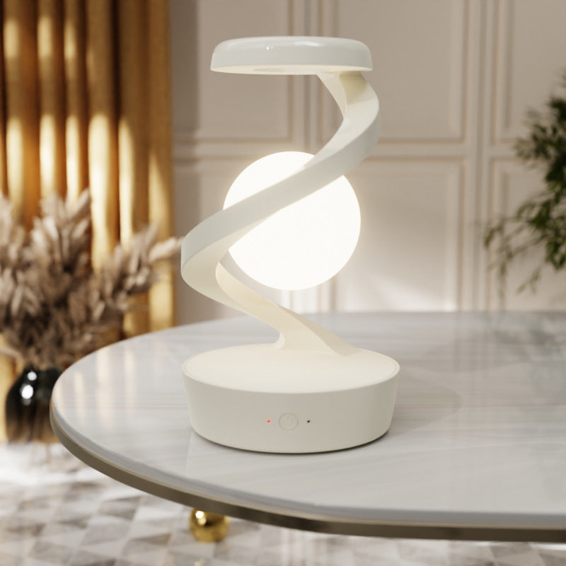White Modern Levitating LED Desk Lamp  - Spiral Design Atmosphere Light