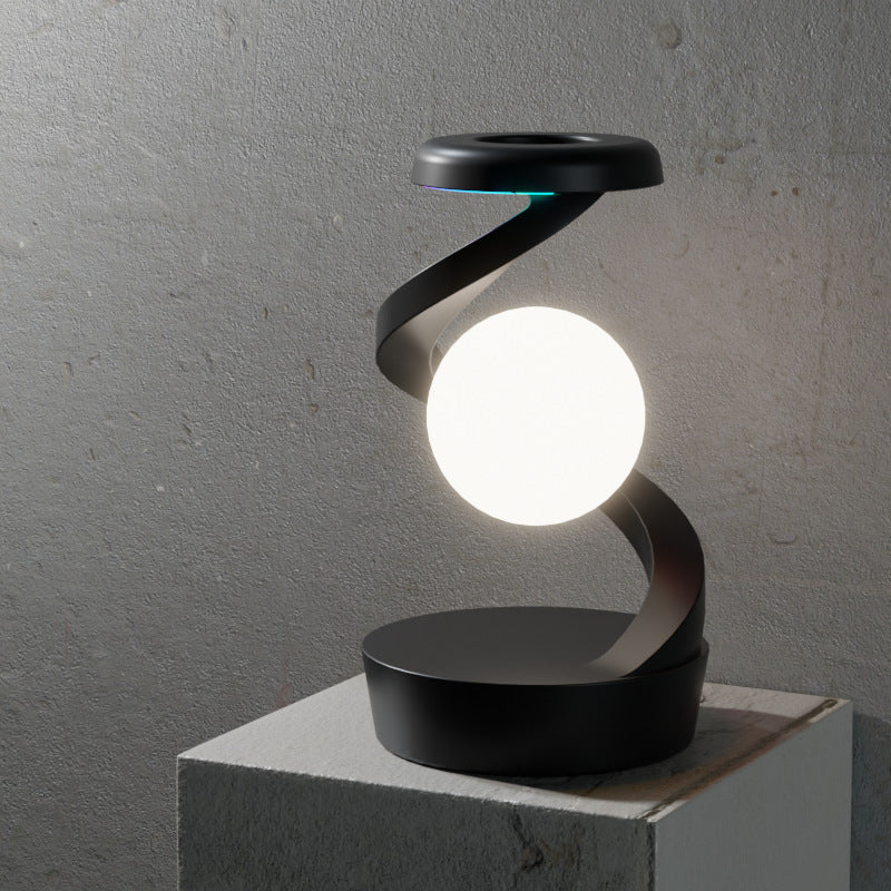 Black Modern Levitating LED Desk Lamp - Spiral Design Atmosphere Light