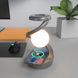 Grey-Black Modern Levitating LED Desk Lamp with Wireless Phone Charger - Spiral Design Atmosphere Light