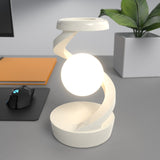 White Modern Levitating LED Desk Lamp with Wireless Phone Charger - Spiral Design Atmosphere Light
