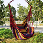 Colorful Striped Hammock Chair with Ropes and Storage Bag - Blue Stripes