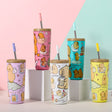 304 Stainless Steel Insulated Tumbler,Cartoon Design Portable Straw Cup for Home and Office(Light white)